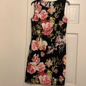 Black floral sheath dress